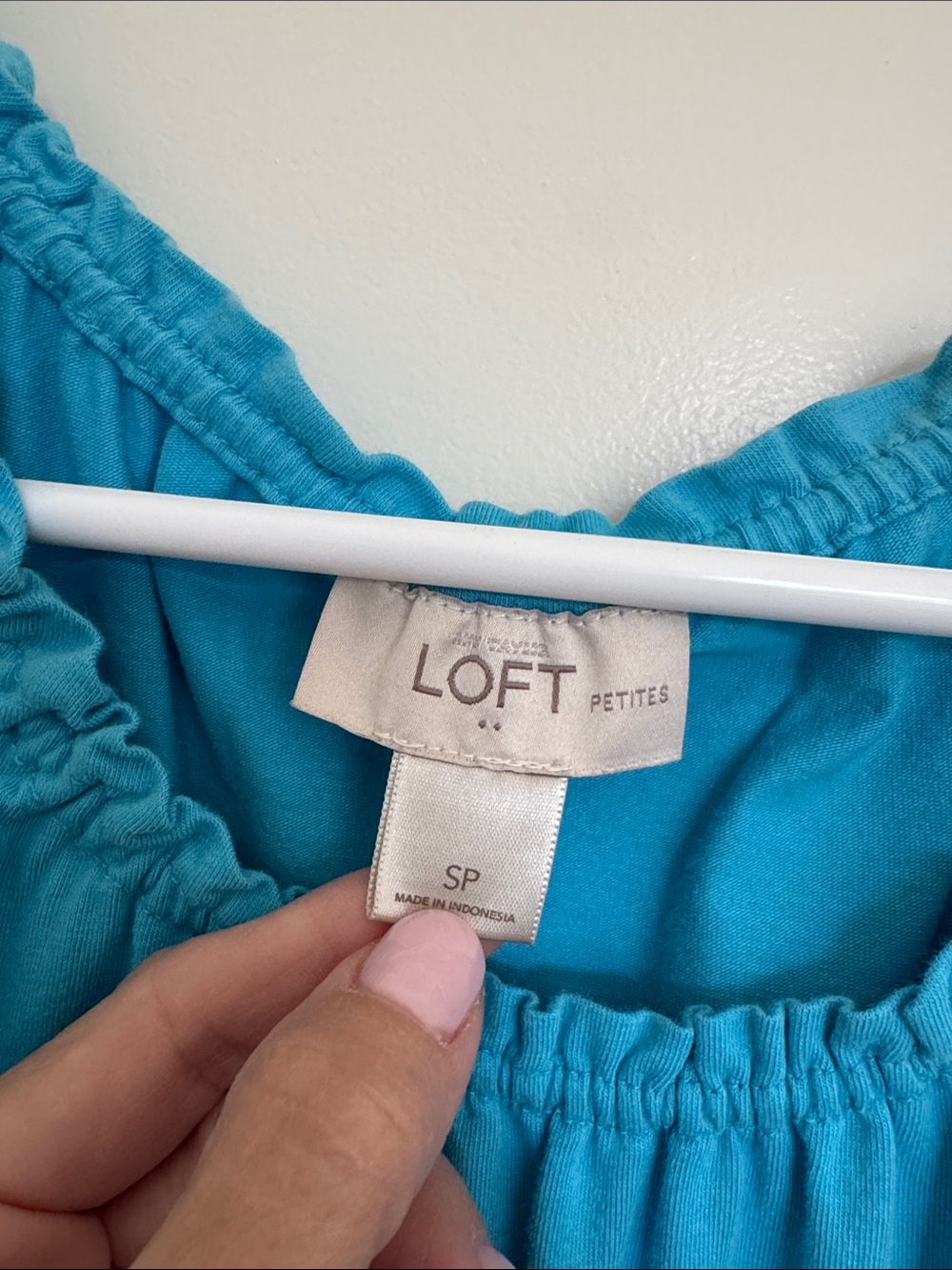 LOFT Turquoise Ruffled Cap-Sleeve Tank - Picture 2 of 5
